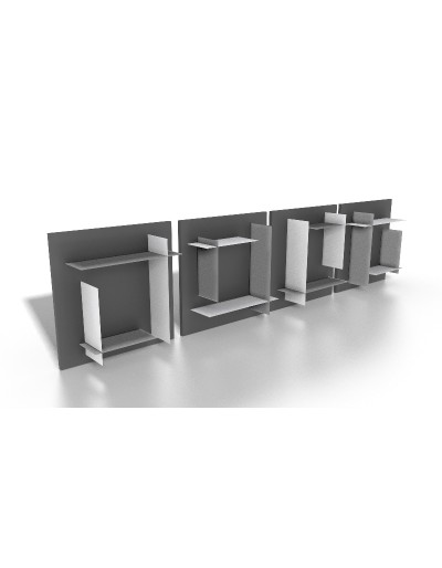 Zebra wood modular bookcase with White shelves