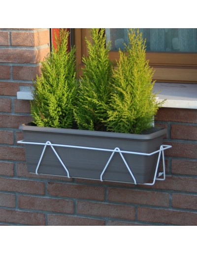 Windowsill pot holder with adjustable hook system 40 cm white