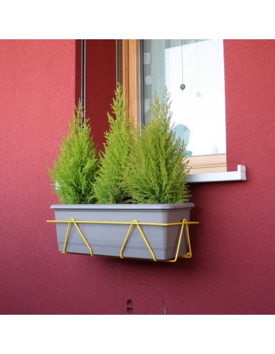 Windowsill pot holder with adjustable hook system 50 cm yellow