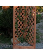 Angular wooden panel with planter
