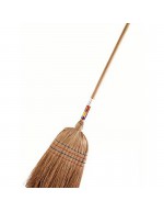 Broom with wooden handle