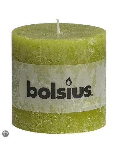 Rustic green cylindrical candle