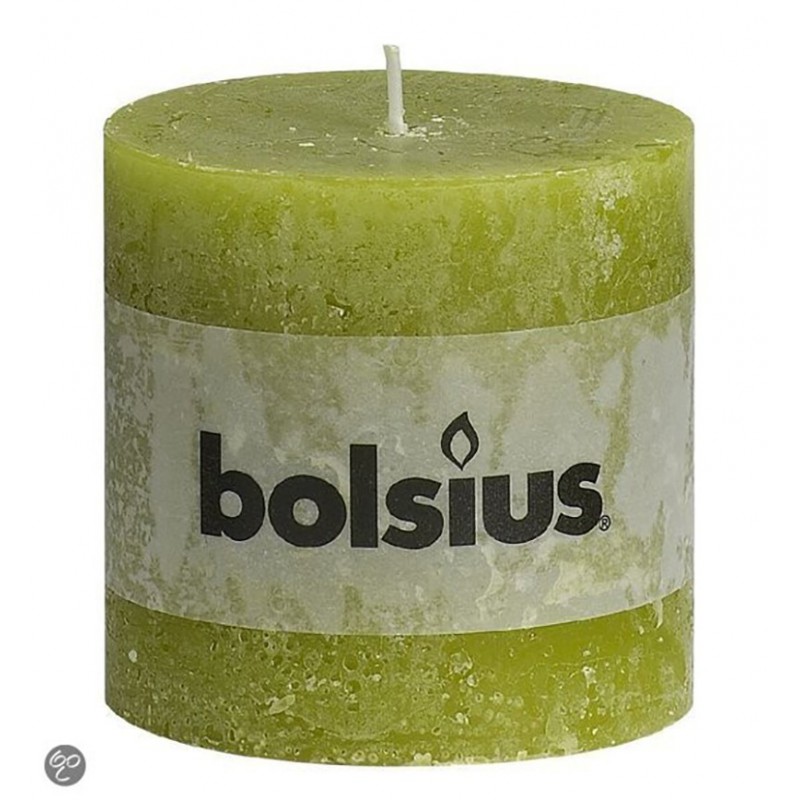 Rustic green cylindrical candle