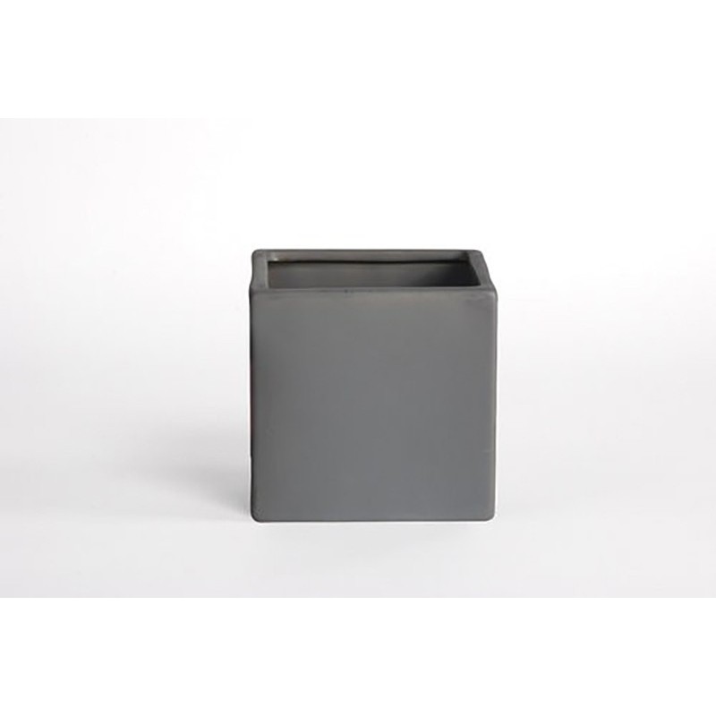 D&M Matte grey cube vase 14cm