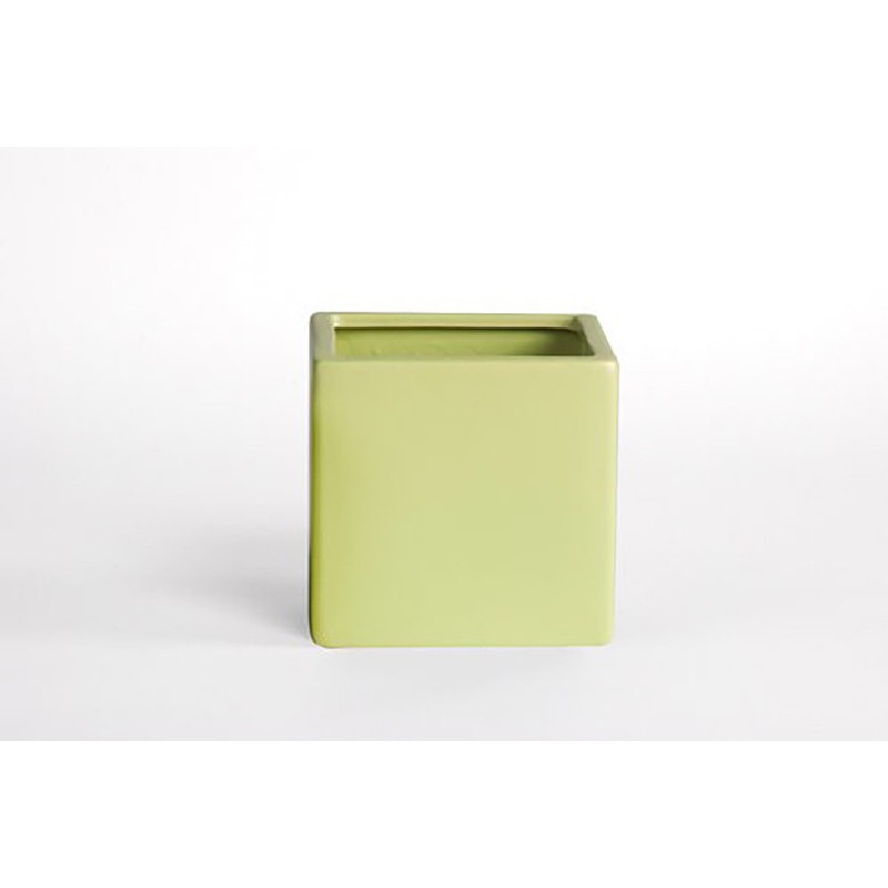 D&M Vaso cubo verde opaco 14 cm
