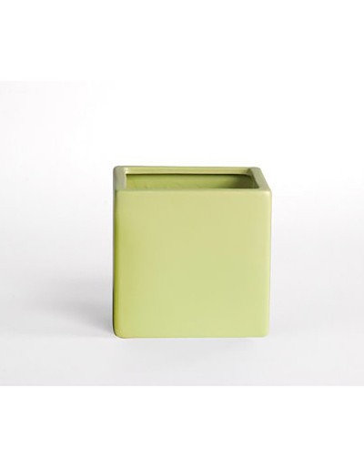 D&M Opaque green cube vase 14cm