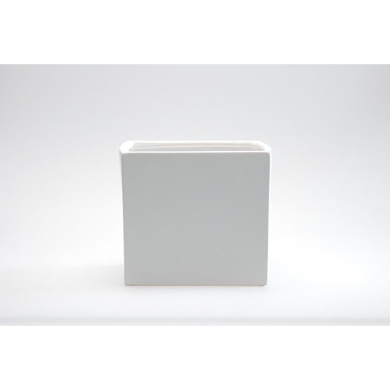 Vase cube blanc mat D-M 14cm