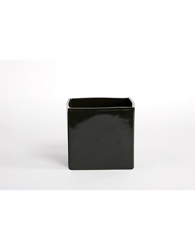 Vaso cubo preto brilhante D&M 14cm