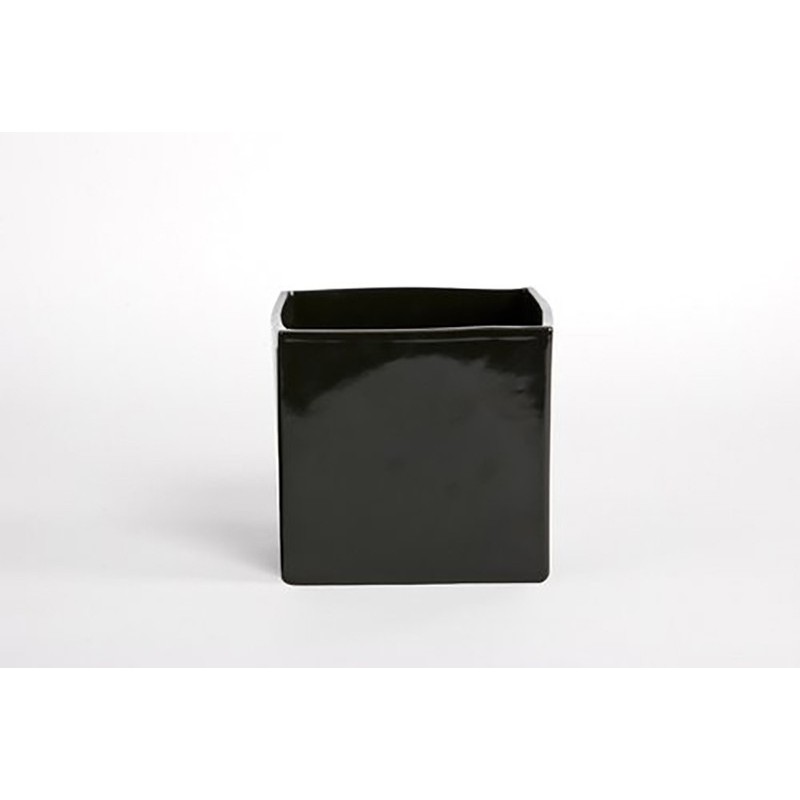 D&M Florero de cubo negro brillante 14cm