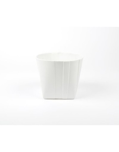Vase D&M plié en céramique blanche 14cm