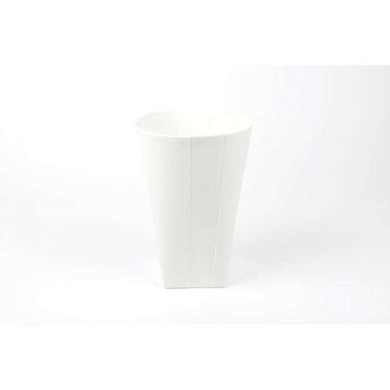 Jarrón D&M plegado en cerámica blanca alta 14 cm
