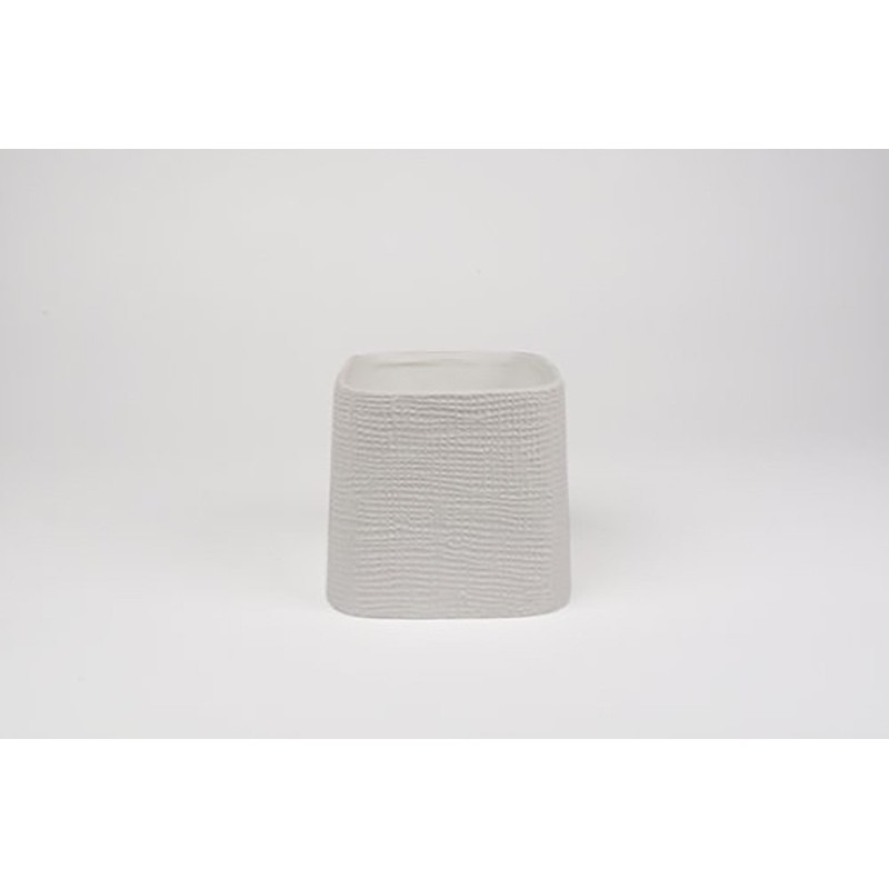 D&M jarrón de cerámica blanca de peluche 18 cm