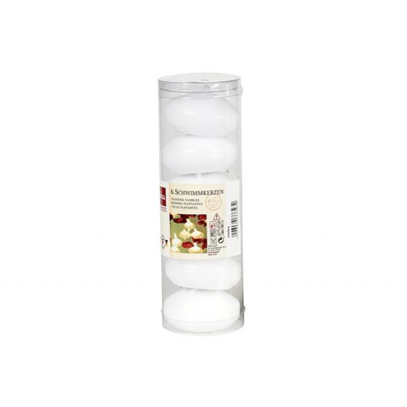 White floating candles 6 pieces