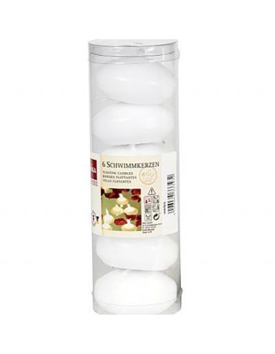 White floating candles 6 pieces