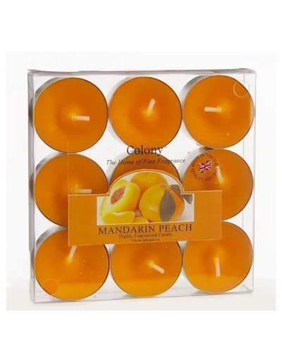Caja de colonia de 9 lámparas de té de mandarina y melocotón