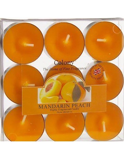 Boîte de colonie de 9 tealights de mandarine et pêche