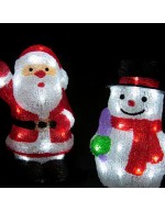 Santa de Noël allumé et bonhomme de neige avec des lumières blanches de led