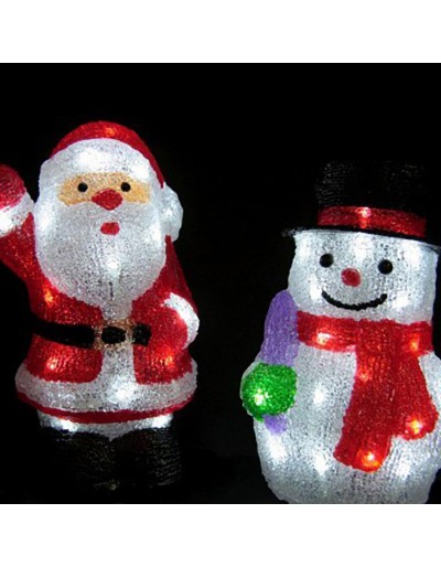 Weihnachts-Weihnachtsmann beleuchtet und Schneemann mit weißen LED-Leuchten