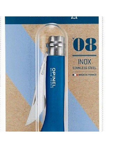 Couteau de poche Opinel no.8 blister inoxydable bleu
