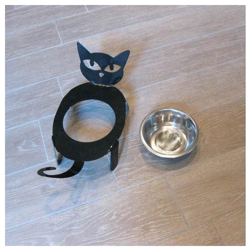 Cat bowl holder black