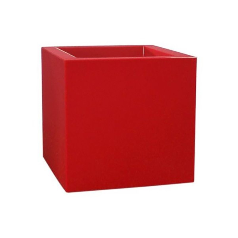 VASE KUBE GLOSS 50 cm WITH RUOTE RED ORIE