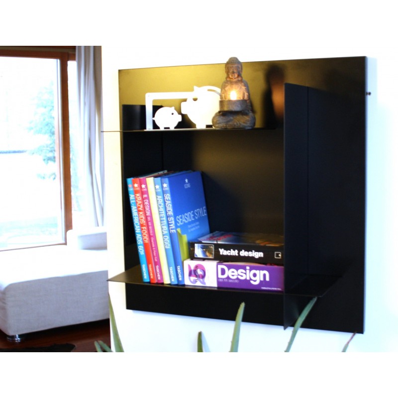 Modular bookshelf black with black shelves Modular bookshelf black with black shelves