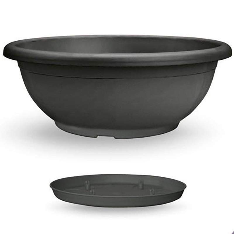 Ciotola Naxos con sottovaso diametro 40 cm ANTRACITE Ciotola Naxos con sottovaso diametro 40 cm ANTRACITE