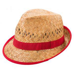 CAPPELLO IN STRAW size 53 RED RIBBON