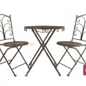 Table de bistro et deux chaises meubles gris de fer