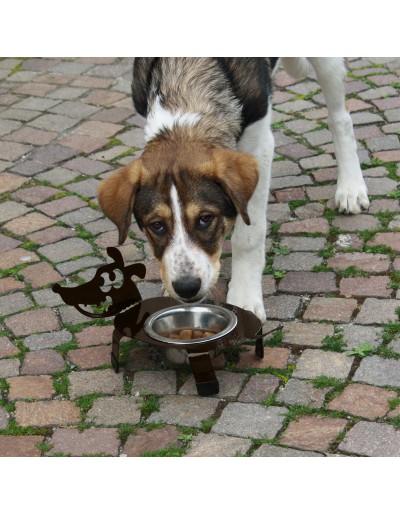 Dog bowl holder brown