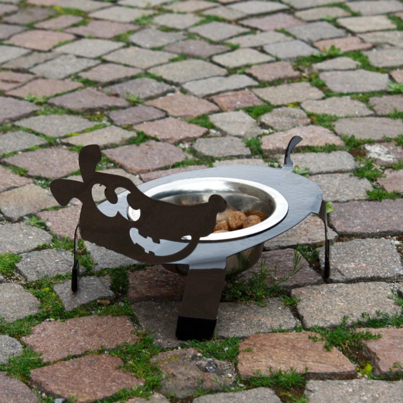 Dog bowl holder brown