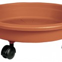 Pot de jardin de soucoupe avec des roues colorées en terre cuite