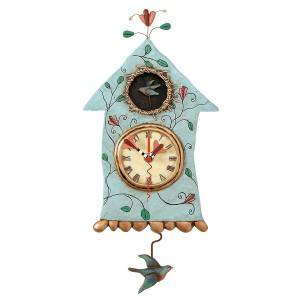Reloj colgante casa pájaro azul
