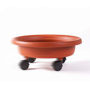 Saucer with wheels terracotta color