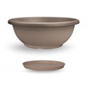 Naxos bowl with integrated brown saucer