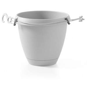 FLOW round hanging pot with integrated white saucer
