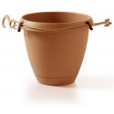 FLOW round hanging pot with integrated sienna saucer