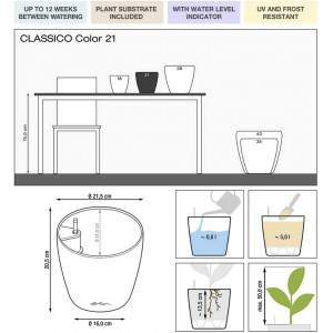 LECHUZA CLASSICO Cor 28, Branco, Hochwertiger Kunststoff, Tinta. Bewässerungssystem, Für Innen- und Außenbereich, 13190