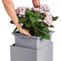 Lechuza CANTO Stone low 30, steingrau, hochwertiger Kunststoff, inkl. Bewässerungssystem, abnehmbare Pflanzenabdeckung