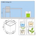 LECHUZA &quot;CUBE Cottage 30&quot; Pflanzgefäß mit Erd-Bewässerungs-System, Blanco, 30 x 30 x 30 cm