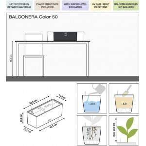 LECHUZA "BALCONERA Color 80" Pflanzgefäß mit Erd-Bewässerungs-System, biały, 79 x 19 x 19 cm