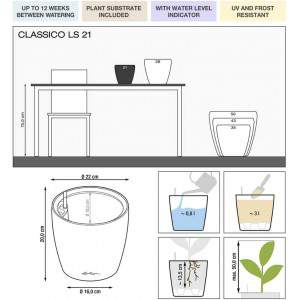 Lechuza 16040 CLASSICO Premium LS 28 Bac végétal amovible avec cadre de poignée breveté, blanc brillant, plastique 