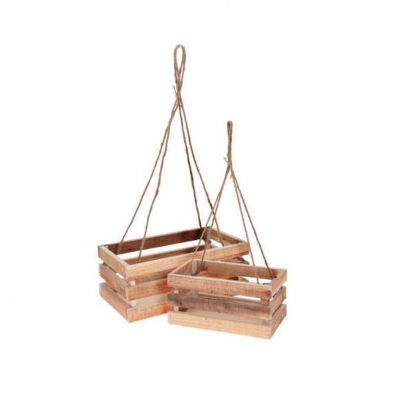 Set of 2 Hanging Wood...