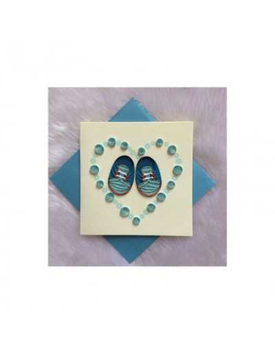 Origamo Quilling Baby Shoes Greeting Card