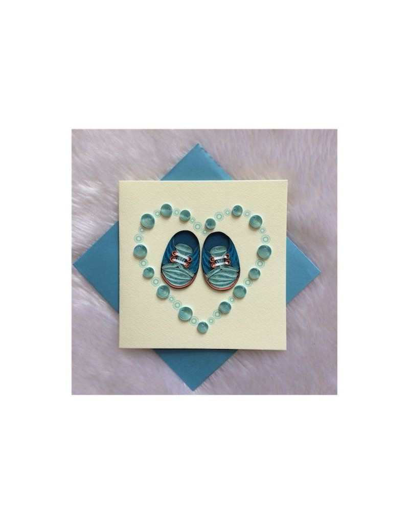 Origamo Quilling Baby Shoes Greeting Card