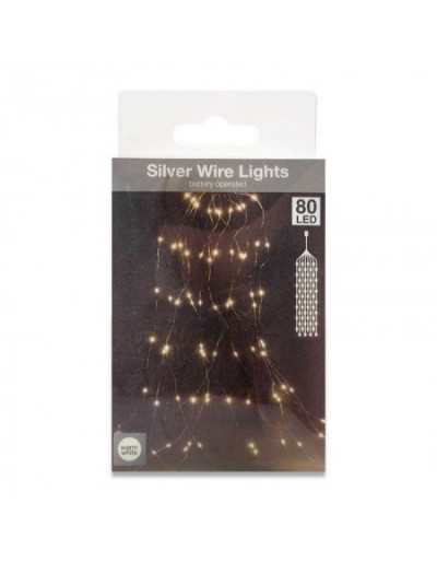 80 Luci Natale Microled Bianco Caldo Cascata a Batterie