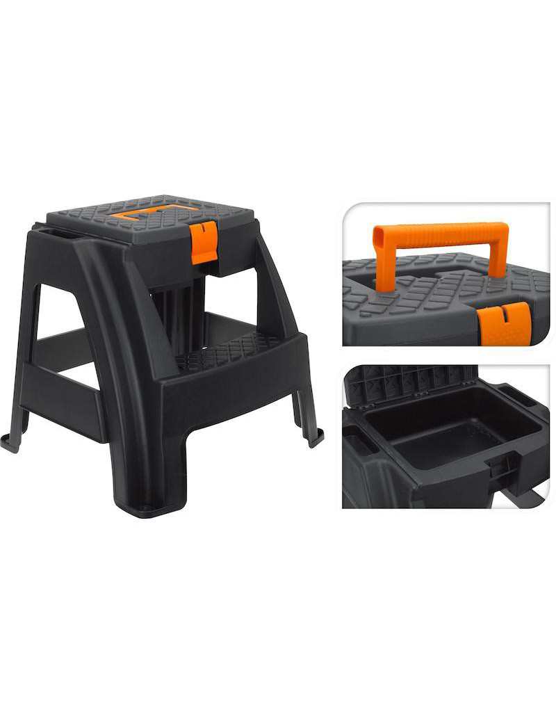 Tabouret à 2 niveaux avec poignée et porte-outils Tabouret à 2 niveaux avec poignée et porte-outils