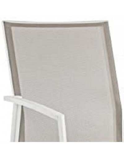 Krzesło aluminiowe sztaplowane z podłokietnikami Cruise White / Taupe