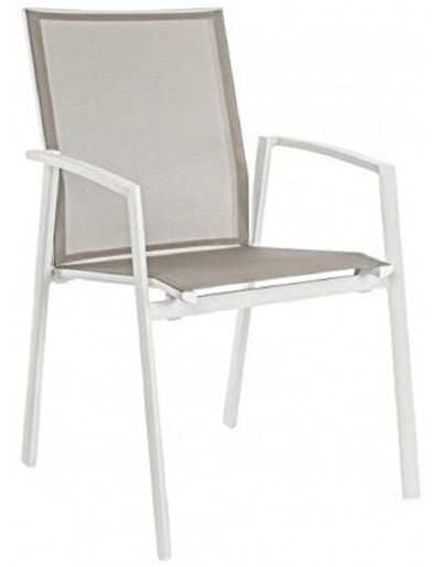 Aluminum stackable chair with armrests Cruise White / Taupe