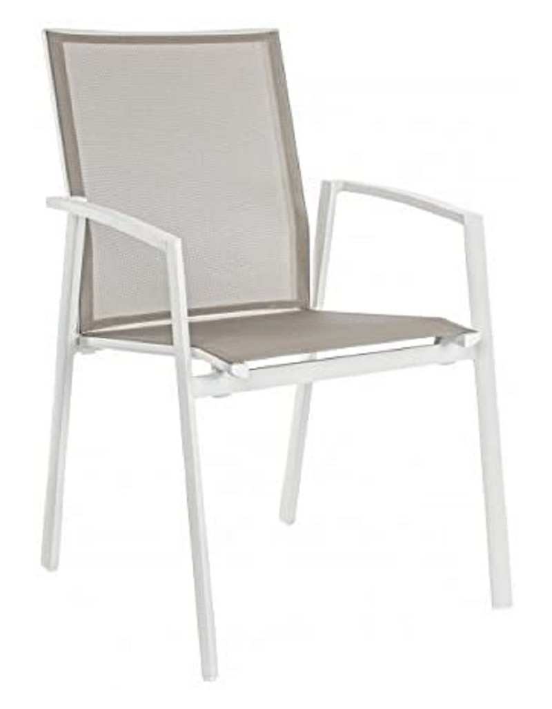 Cadeira empilhável de alumínio com braços Cruise White / Taupe